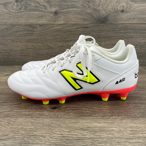 New Balance Other - New Balance 442 Team Mens Soccer Cleats White Neon Yellow Red Size 8 US M